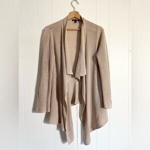 Eileen fisher XS beige sweater open front cardigan organic linen taupe tan knit